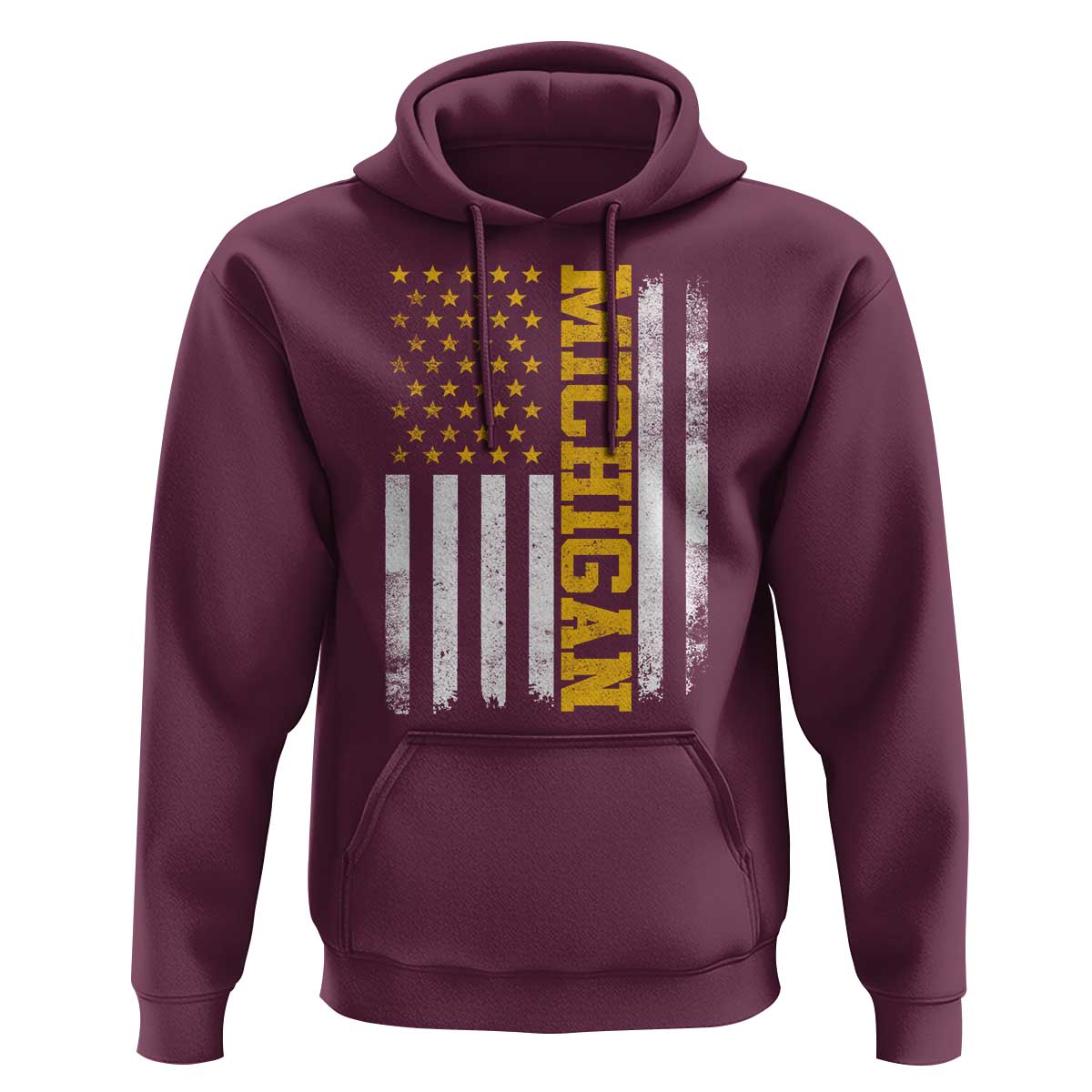 Michigan Pride Hoodie Vintage American Flag Distressed Varsity Aesthetic Letters MI State