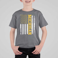 Michigan Pride T Shirt For Kid Vintage American Flag Distressed Varsity Aesthetic Letters MI State