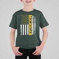 Michigan Pride T Shirt For Kid Vintage American Flag Distressed Varsity Aesthetic Letters MI State