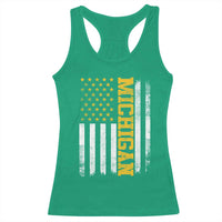 Michigan Pride Racerback Tank Top Vintage American Flag Distressed Varsity Aesthetic Letters MI State