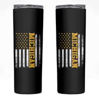 Michigan Pride Skinny Tumbler Vintage American Flag Distressed Varsity Aesthetic Letters MI State