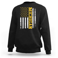 Michigan Pride Sweatshirt Vintage American Flag Distressed Varsity Aesthetic Letters MI State