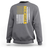 Michigan Pride Sweatshirt Vintage American Flag Distressed Varsity Aesthetic Letters MI State