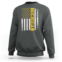 Michigan Pride Sweatshirt Vintage American Flag Distressed Varsity Aesthetic Letters MI State