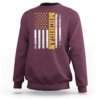 Michigan Pride Sweatshirt Vintage American Flag Distressed Varsity Aesthetic Letters MI State
