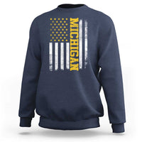 Michigan Pride Sweatshirt Vintage American Flag Distressed Varsity Aesthetic Letters MI State