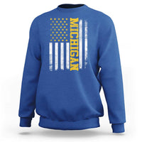 Michigan Pride Sweatshirt Vintage American Flag Distressed Varsity Aesthetic Letters MI State