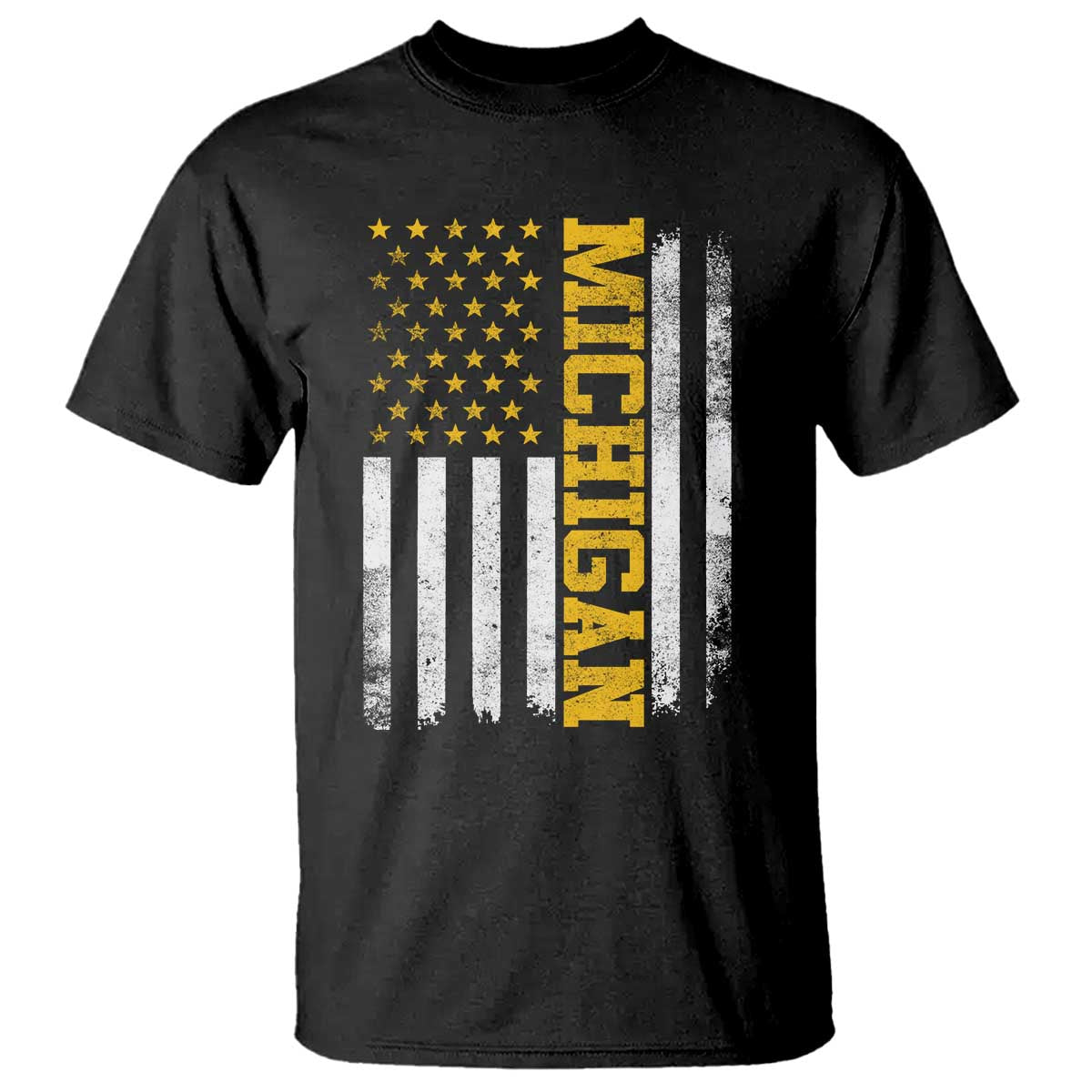 Michigan Pride T Shirt Vintage American Flag Distressed Varsity Aesthetic Letters MI State