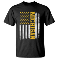 Michigan Pride T Shirt Vintage American Flag Distressed Varsity Aesthetic Letters MI State