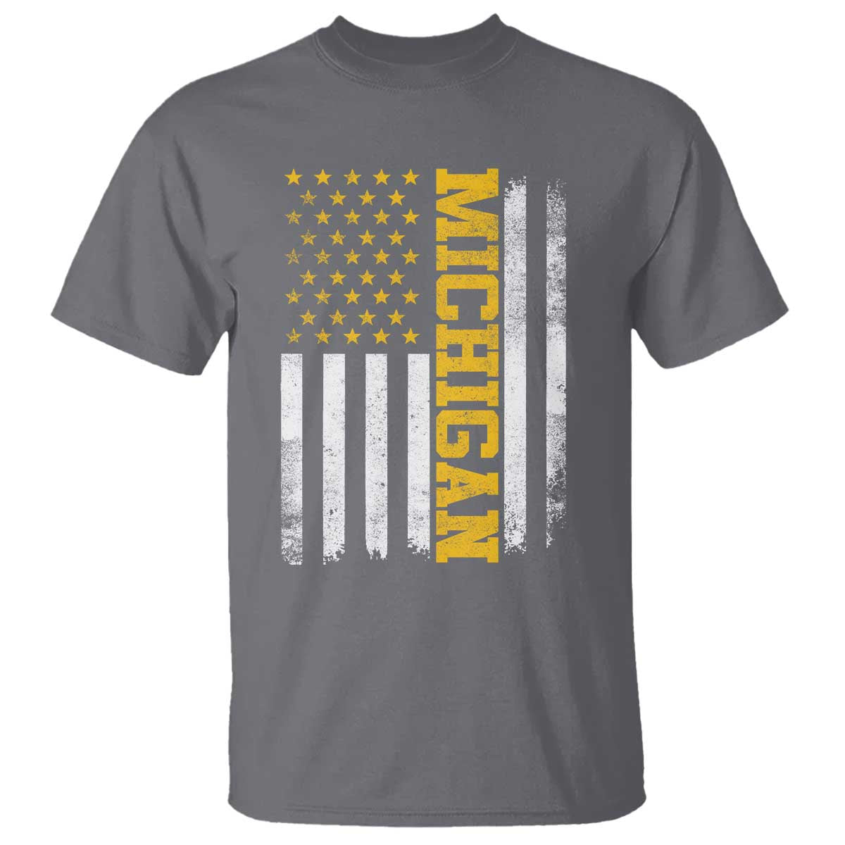 Michigan Pride T Shirt Vintage American Flag Distressed Varsity Aesthetic Letters MI State