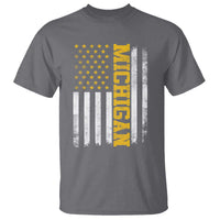 Michigan Pride T Shirt Vintage American Flag Distressed Varsity Aesthetic Letters MI State