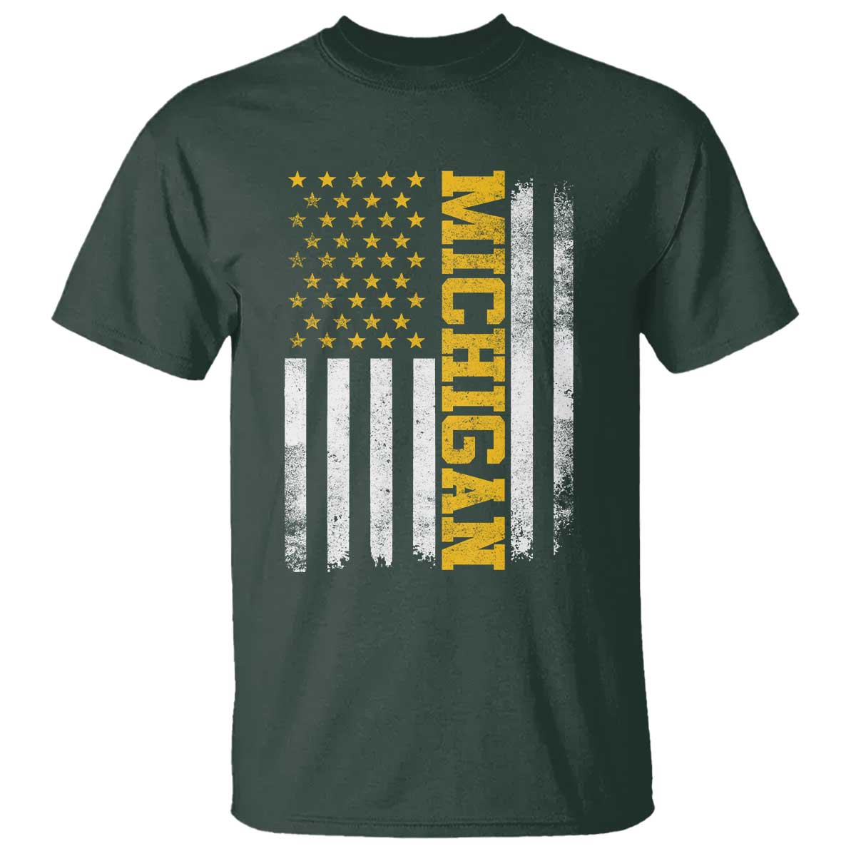 Michigan Pride T Shirt Vintage American Flag Distressed Varsity Aesthetic Letters MI State