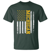 Michigan Pride T Shirt Vintage American Flag Distressed Varsity Aesthetic Letters MI State