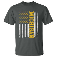 Michigan Pride T Shirt Vintage American Flag Distressed Varsity Aesthetic Letters MI State