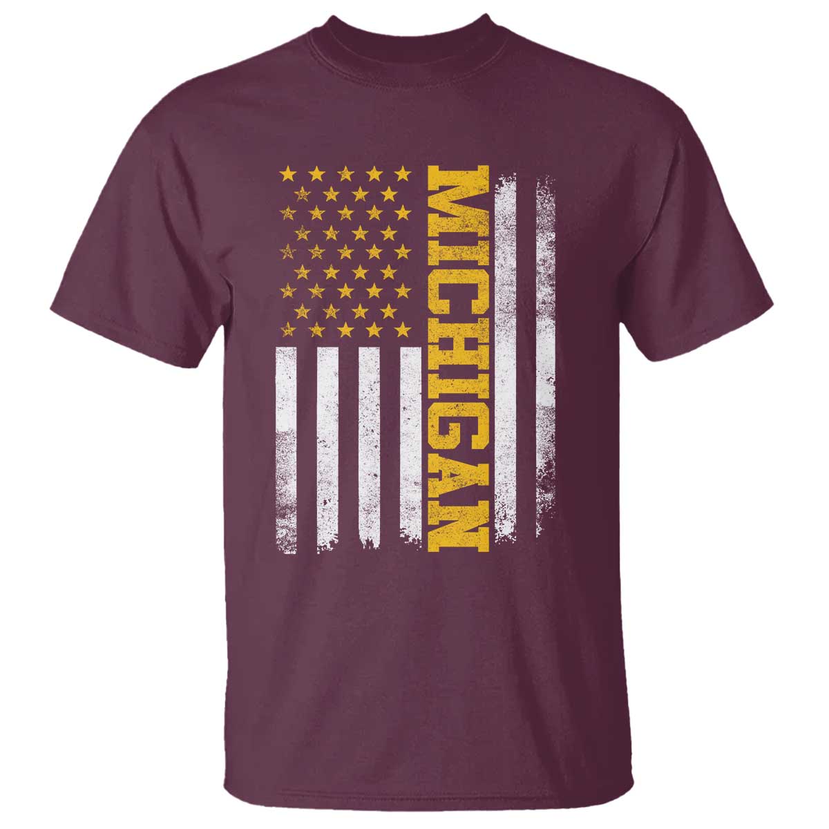 Michigan Pride T Shirt Vintage American Flag Distressed Varsity Aesthetic Letters MI State