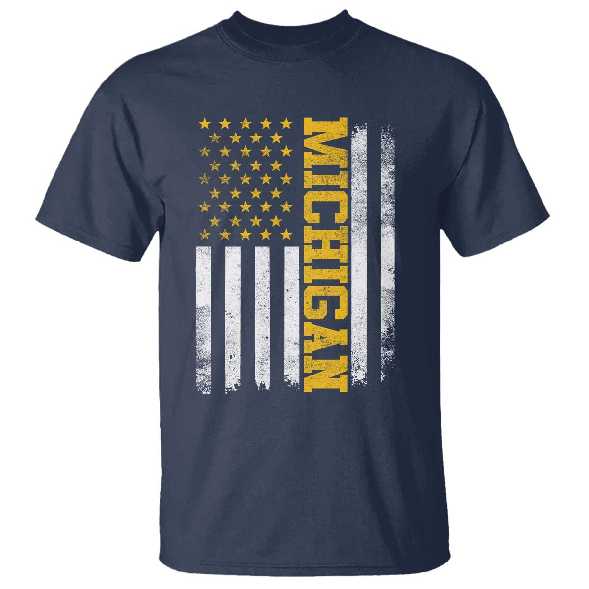 Michigan Pride T Shirt Vintage American Flag Distressed Varsity Aesthetic Letters MI State