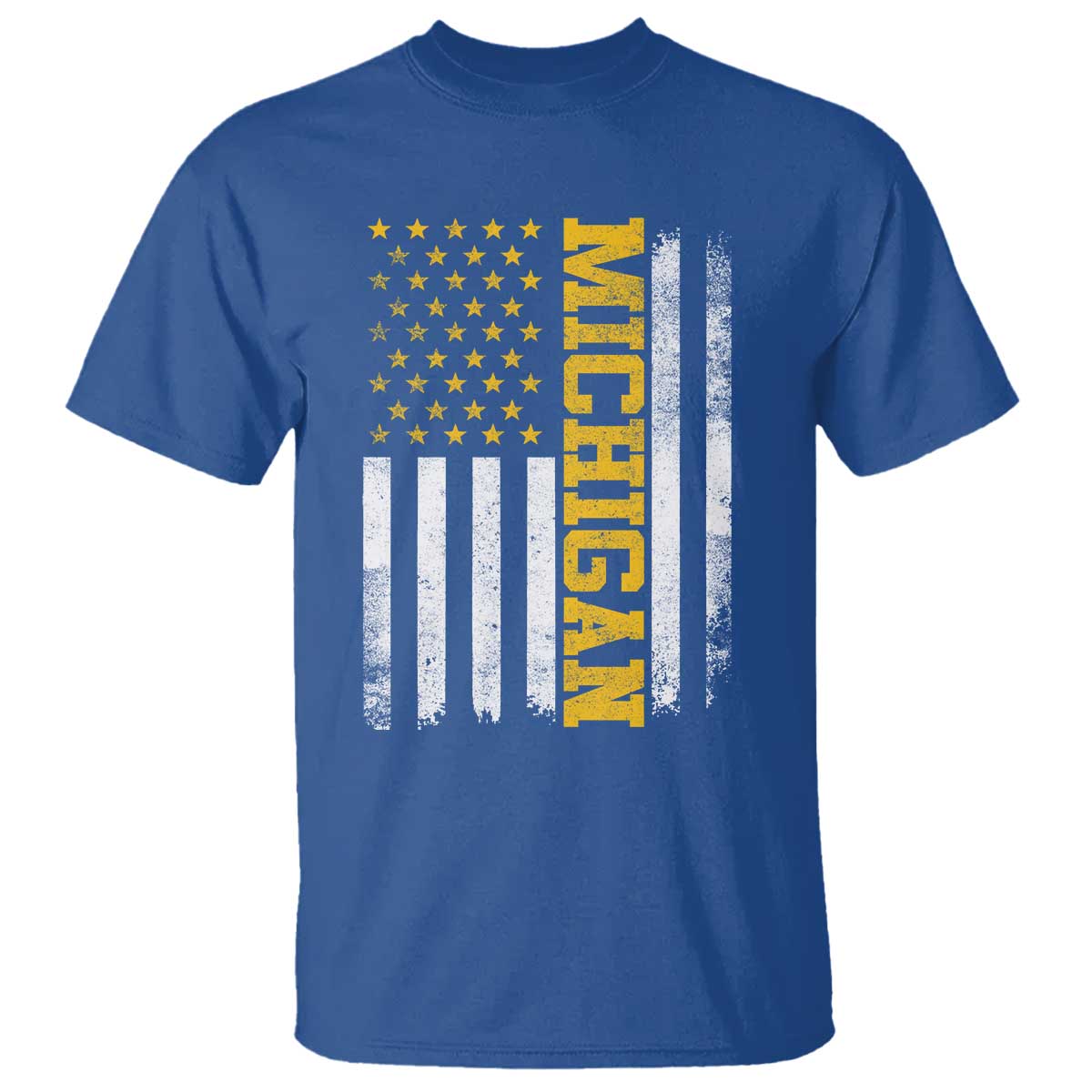 Michigan Pride T Shirt Vintage American Flag Distressed Varsity Aesthetic Letters MI State