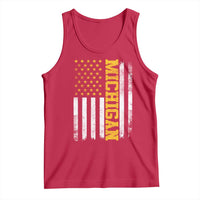 Michigan Pride Tank Top Vintage American Flag Distressed Varsity Aesthetic Letters MI State