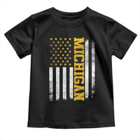 Michigan Pride Toddler T Shirt Vintage American Flag Distressed Varsity Aesthetic Letters MI State