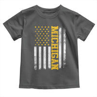 Michigan Pride Toddler T Shirt Vintage American Flag Distressed Varsity Aesthetic Letters MI State