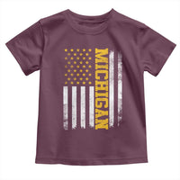 Michigan Pride Toddler T Shirt Vintage American Flag Distressed Varsity Aesthetic Letters MI State
