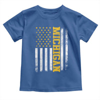 Michigan Pride Toddler T Shirt Vintage American Flag Distressed Varsity Aesthetic Letters MI State