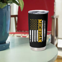 Michigan Pride Tumbler Cup Vintage American Flag Distressed Varsity Aesthetic Letters MI State