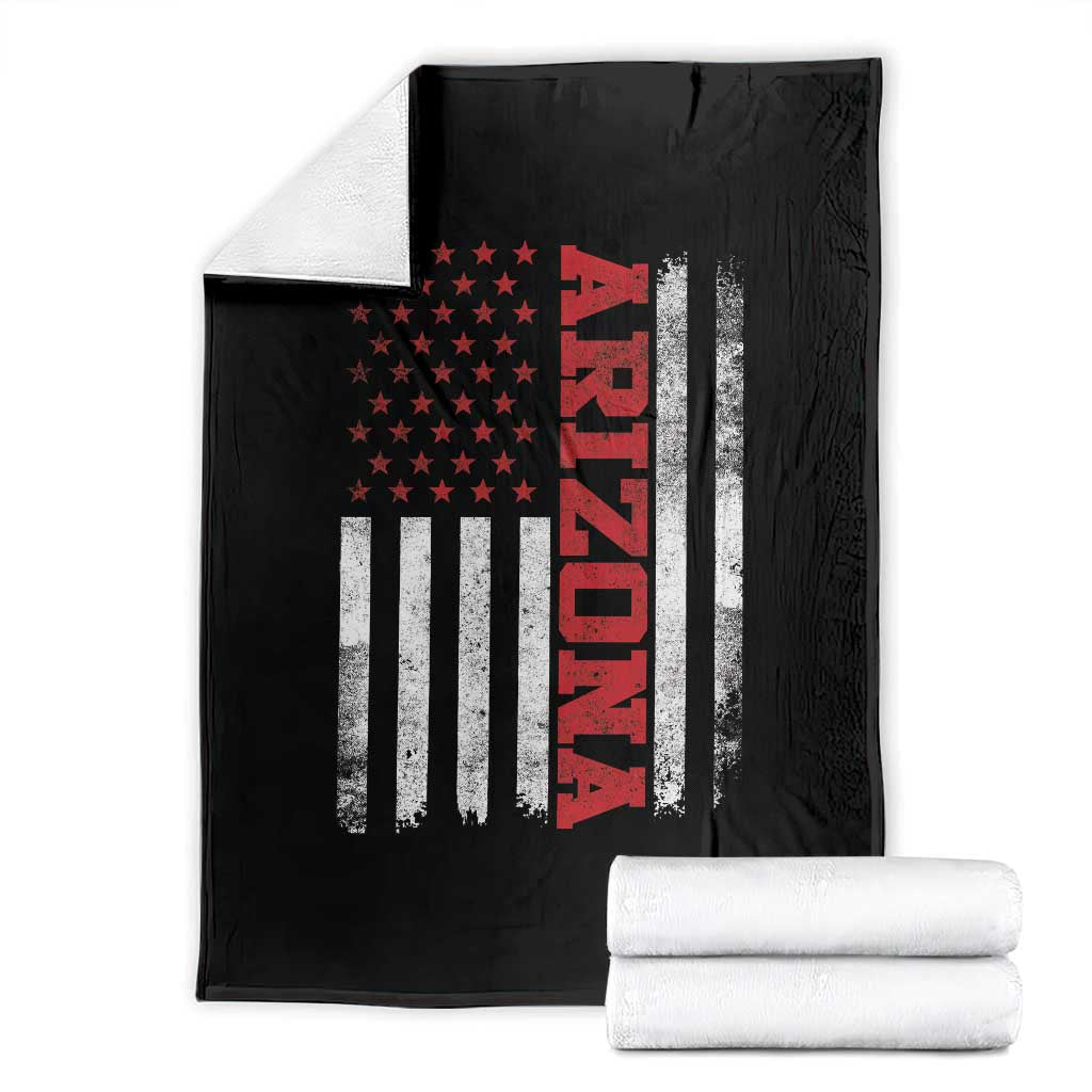 Arizona Pride Throw Blanket Vintage American Flag Distressed Varsity Aesthetic Letters AZ State