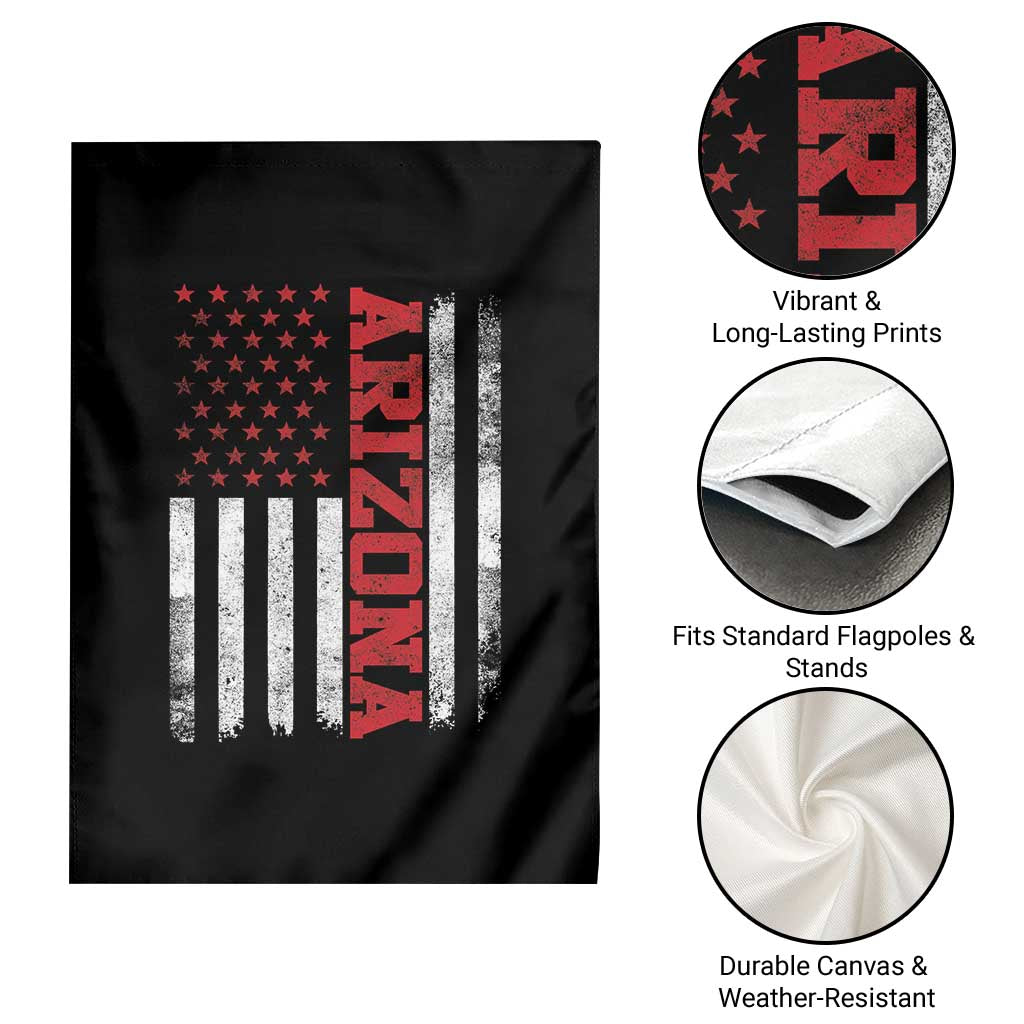 Arizona Pride Garden Flag Vintage American Flag Distressed Varsity Aesthetic Letters AZ State
