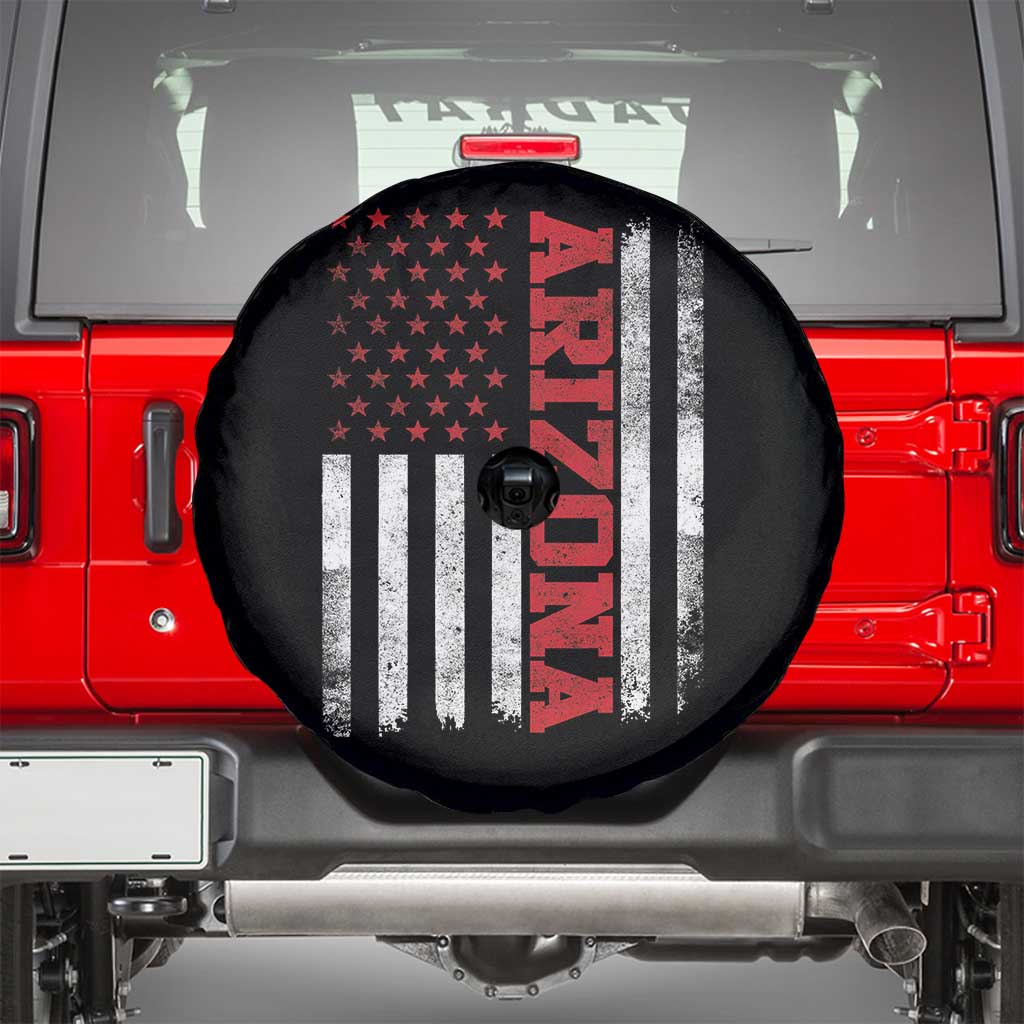 Arizona Pride Spare Tire Cover Vintage American Flag Distressed Varsity Aesthetic Letters AZ State