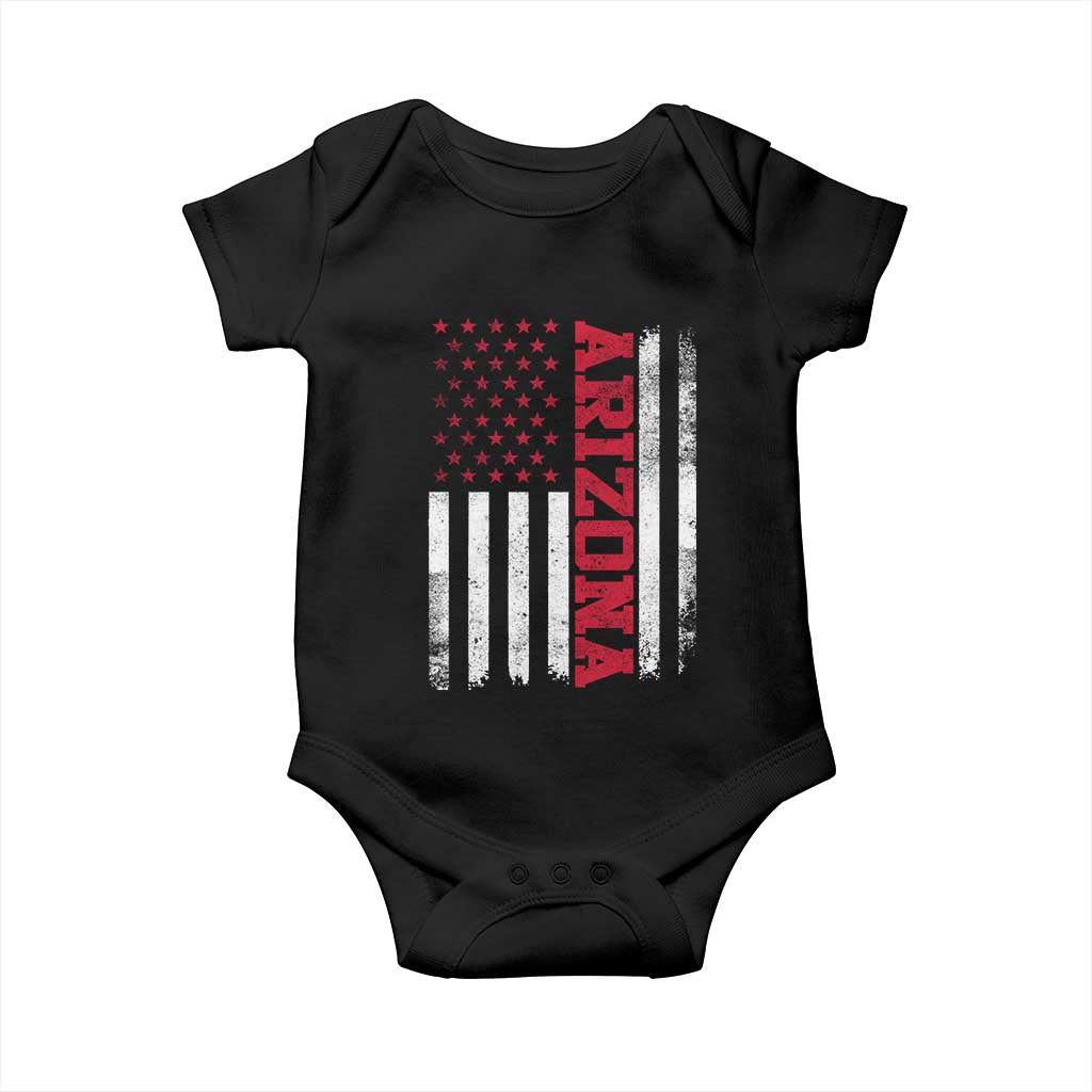 Arizona Pride Baby Onesie Vintage American Flag Distressed Varsity Aesthetic Letters AZ State