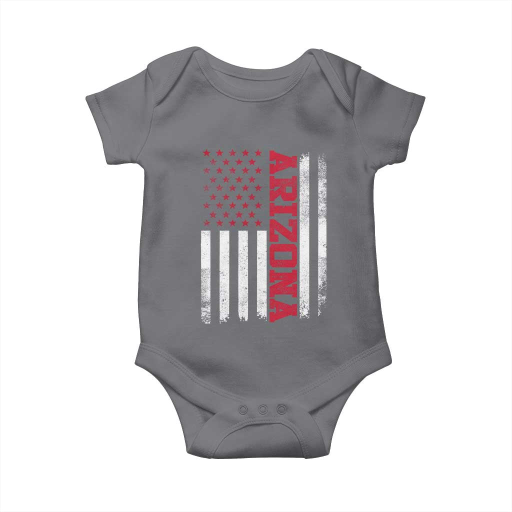 Arizona Pride Baby Onesie Vintage American Flag Distressed Varsity Aesthetic Letters AZ State