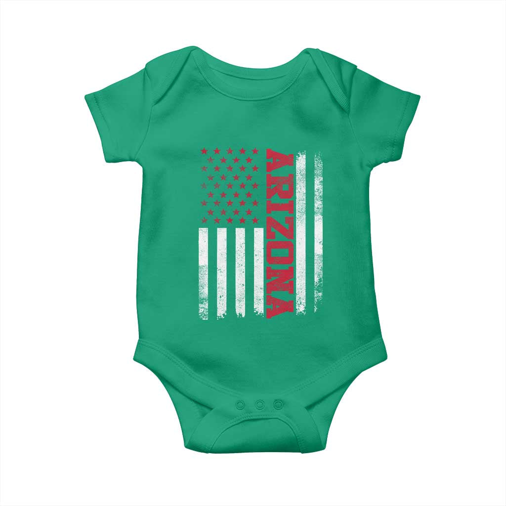 Arizona Pride Baby Onesie Vintage American Flag Distressed Varsity Aesthetic Letters AZ State