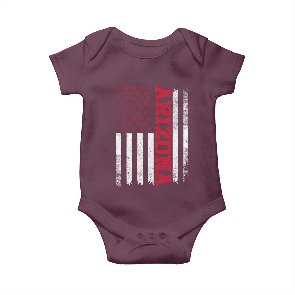 Arizona Pride Baby Onesie Vintage American Flag Distressed Varsity Aesthetic Letters AZ State