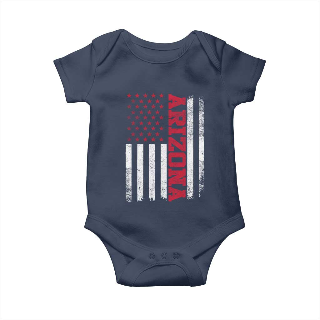 Arizona Pride Baby Onesie Vintage American Flag Distressed Varsity Aesthetic Letters AZ State
