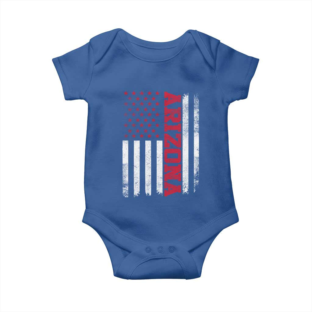 Arizona Pride Baby Onesie Vintage American Flag Distressed Varsity Aesthetic Letters AZ State
