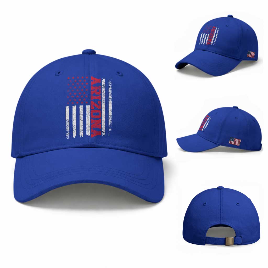 Arizona Pride Baseball Cap Vintage American Flag Distressed Varsity Aesthetic Letters AZ State