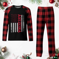 Arizona Pride Plaid Pajama Set Vintage American Flag Distressed Varsity Aesthetic Letters AZ State
