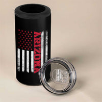 Arizona Pride 4 in 1 Can Cooler Tumbler Vintage American Flag Distressed Varsity Aesthetic Letters AZ State