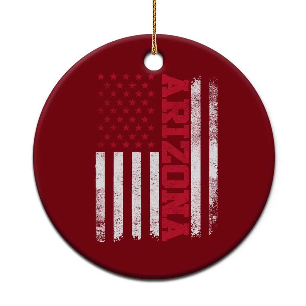 Arizona Pride Ceramic Ornament Vintage American Flag Distressed Varsity Aesthetic Letters AZ State