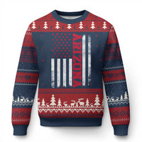 Arizona Pride Ugly Christmas Sweater Vintage American Flag Distressed Varsity Aesthetic Letters AZ State