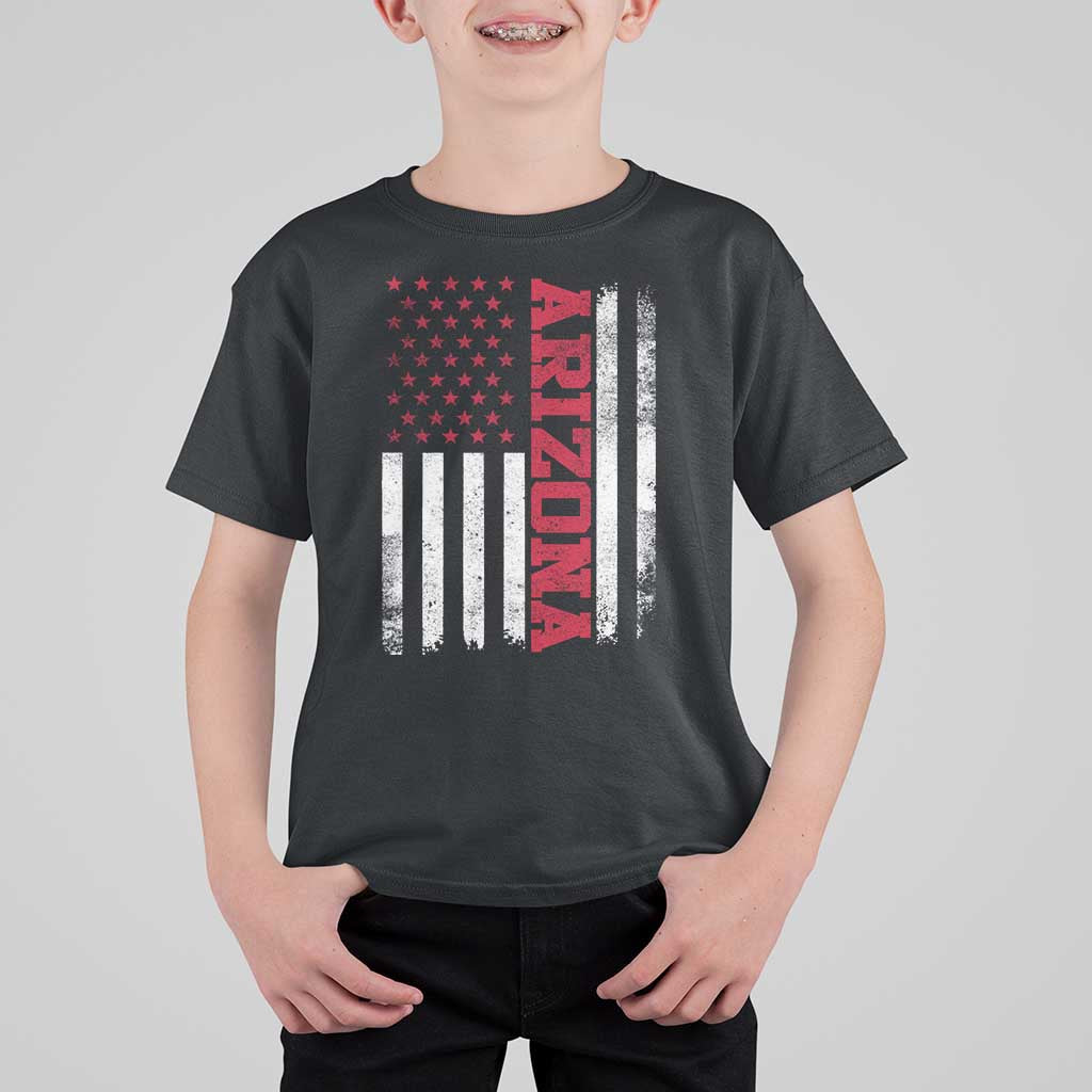 Arizona Pride T Shirt For Kid Vintage American Flag Distressed Varsity Aesthetic Letters AZ State