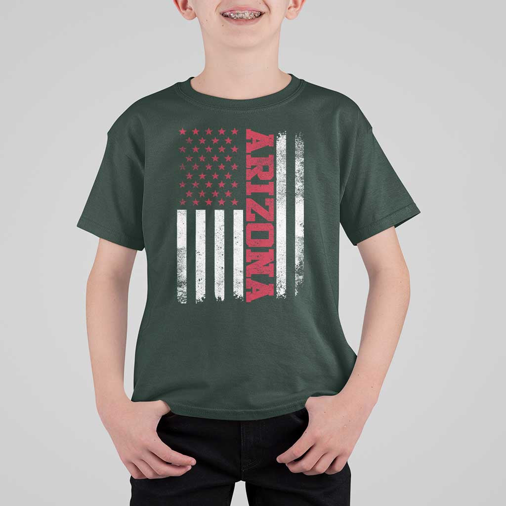 Arizona Pride T Shirt For Kid Vintage American Flag Distressed Varsity Aesthetic Letters AZ State