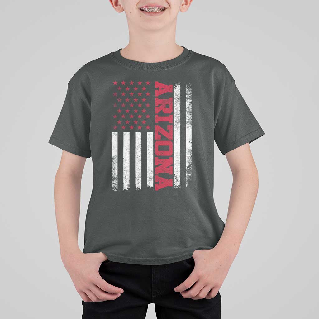 Arizona Pride T Shirt For Kid Vintage American Flag Distressed Varsity Aesthetic Letters AZ State