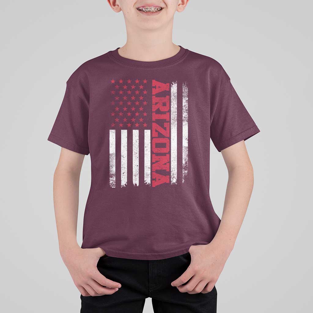 Arizona Pride T Shirt For Kid Vintage American Flag Distressed Varsity Aesthetic Letters AZ State