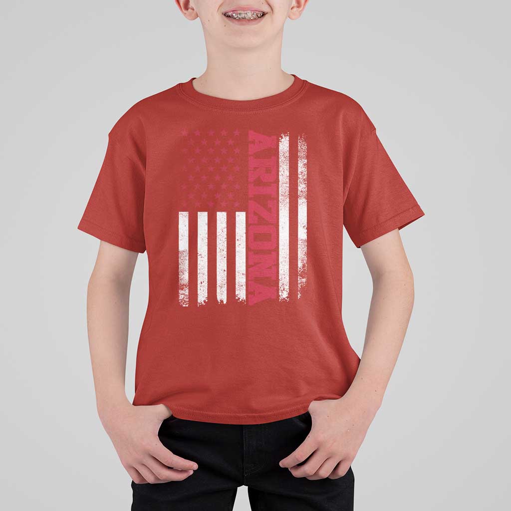 Arizona Pride T Shirt For Kid Vintage American Flag Distressed Varsity Aesthetic Letters AZ State
