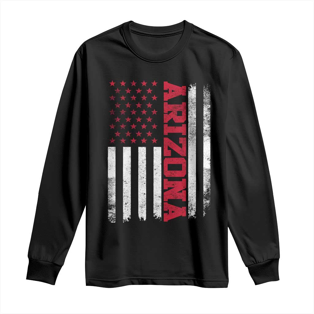 Arizona Pride Long Sleeve Shirt Vintage American Flag Distressed Varsity Aesthetic Letters AZ State
