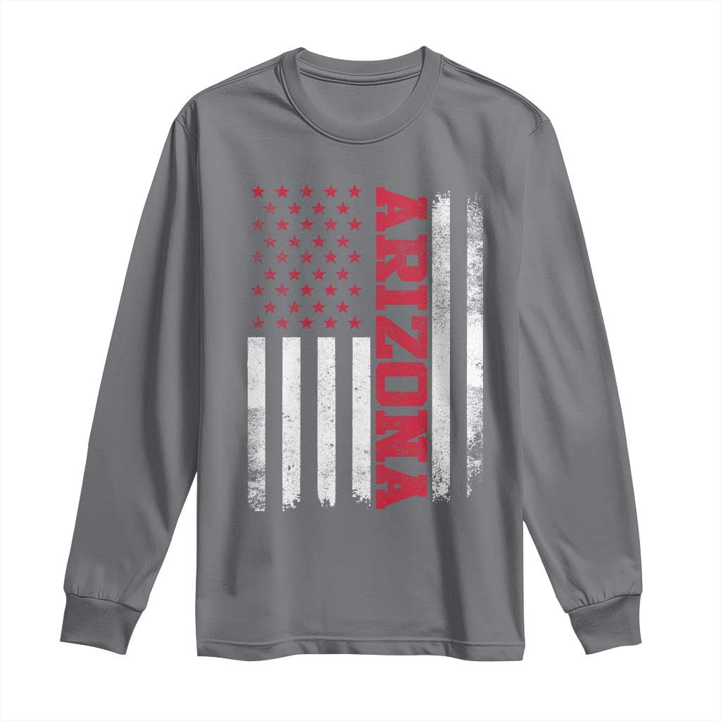 Arizona Pride Long Sleeve Shirt Vintage American Flag Distressed Varsity Aesthetic Letters AZ State