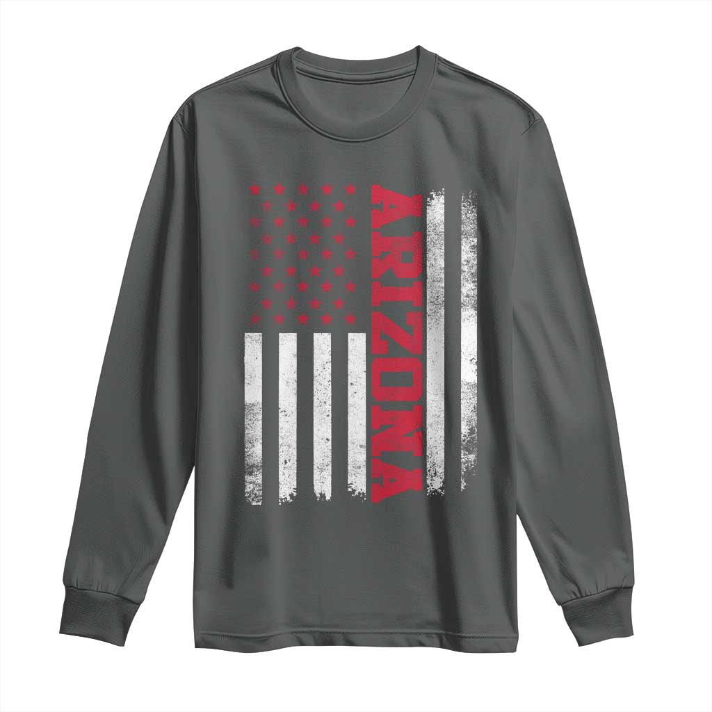 Arizona Pride Long Sleeve Shirt Vintage American Flag Distressed Varsity Aesthetic Letters AZ State