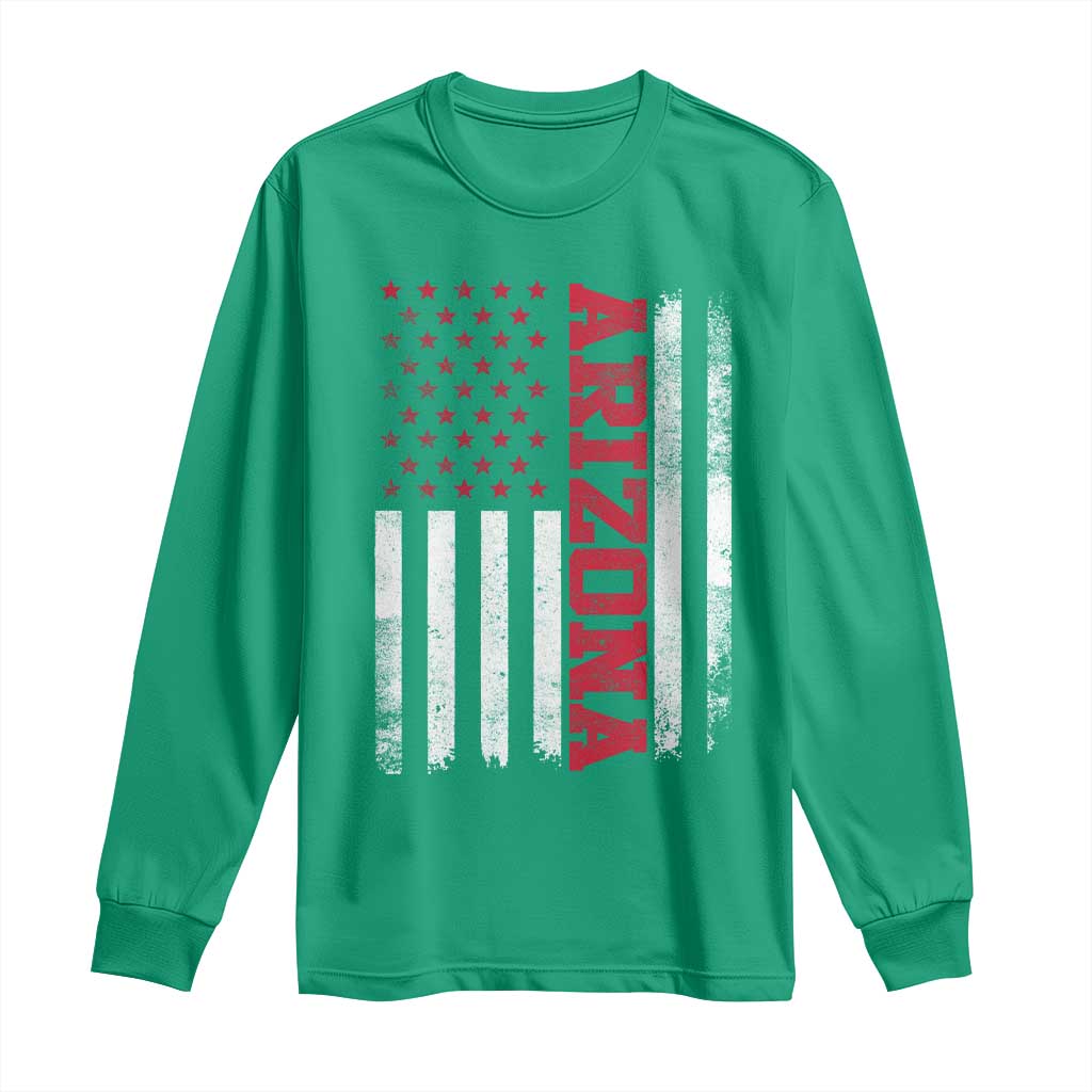 Arizona Pride Long Sleeve Shirt Vintage American Flag Distressed Varsity Aesthetic Letters AZ State
